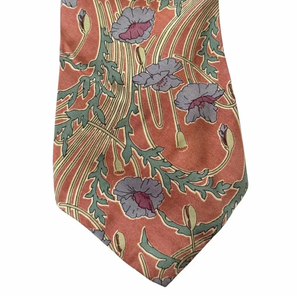 RALPH LAUREN Tie Polo Silk VINTAGE Pink Floral FAST SHIPPING 3368-13
